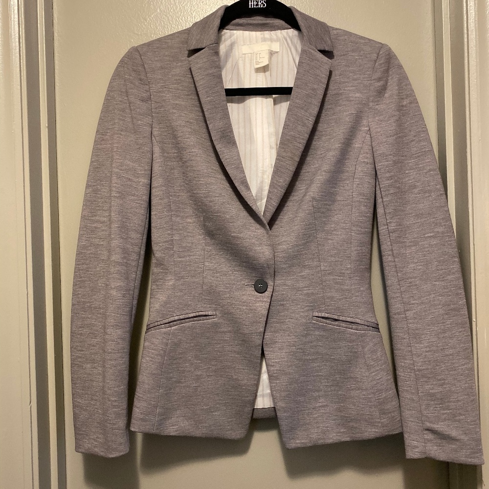H&M Heather Grey Knit Blazer Sz 2